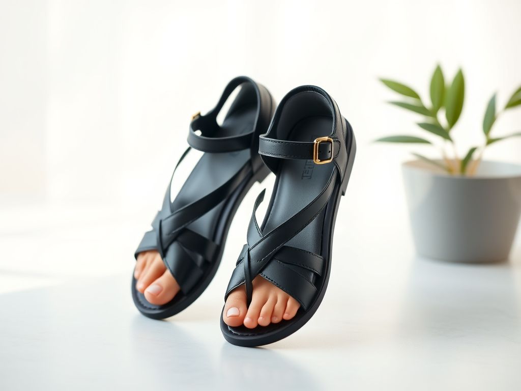 صندل طبی راحتی مشکی زنانه شهرام طب | تضمین سلامت پا